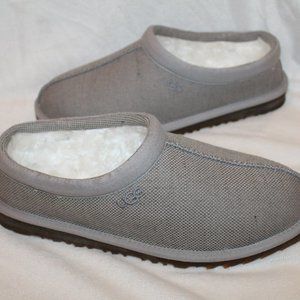 NIB UGG MEN'S CANVAS TASMAN SLIP UP‎ SHEARLING SLIPPERS LIGHT GRAY